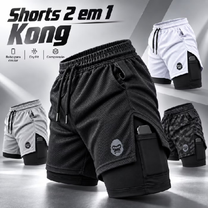 Shorts Masculino 2 em 1 Drv Fit Academia